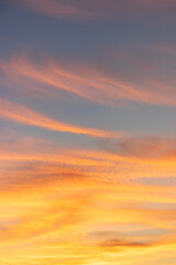 Dramatic sunrise sky shades of the orange, natural background.