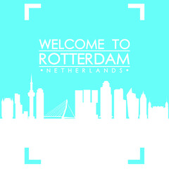Fototapeta premium Welcome to Rotterdam Skyline City Flyer Design Vector art.