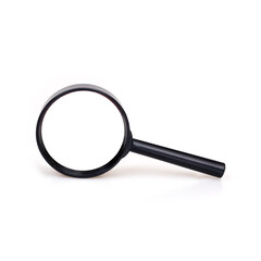 Black magnifying glass (magnifier) isolated on white background. Design element with clipping path