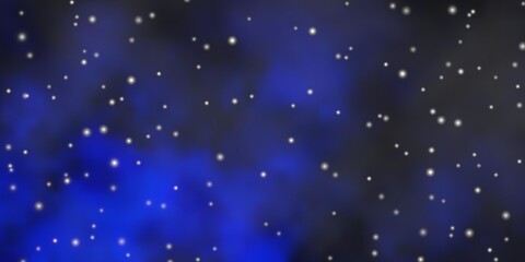 Obraz premium Dark BLUE vector layout with bright stars. Blur decorative design in simple style with stars. Best design for your ad, poster, banner.