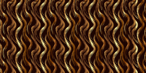 Dark brown abstract background, with golden waves, modern background for your design.