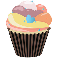 Realistic cupcake. Sweet creamy desserts muffins with frosting flavors decoration, delicious confectionery and baking.