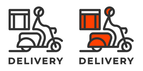 Courier on a moped, express delivery vector icon