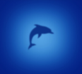Dolphin silhouette on blue