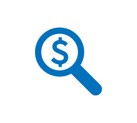 Search dollar icon isolated on white background. Magnifying glass symbol modern, simple, vector, icon for website design, mobile app, ui. Vector Illustration