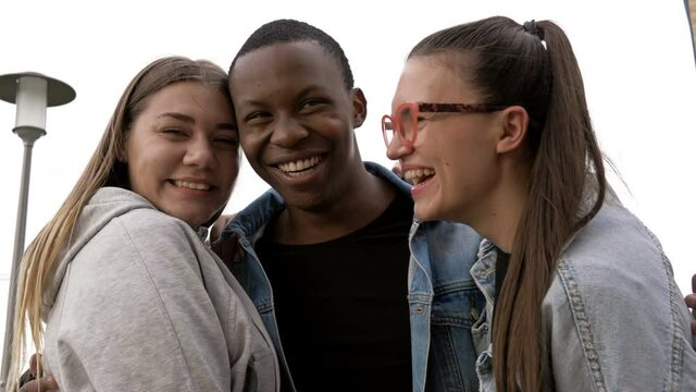 Young people of different nationalities have fun together. No Racial Feud. BLM.