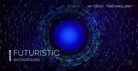 Abstract particle fractal background, hi-tech and big data background illustration