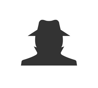 Private detective vector spy agency icon. Man in suit. Secret service agent icon
