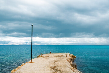 Empty pier in Ionian sea. Greece.