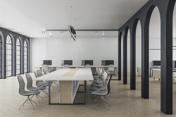 Contemporary office interior with meeting table