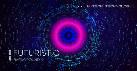 Abstract particle fractal background, hi-tech and big data background illustration