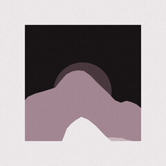 Mountains rocks silhouette art logo design illustration