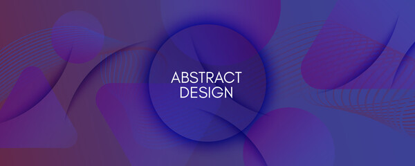 Blue Dynamic Abstract. Flow Shapes Poster. 3d 