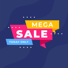 Mega sale banner for online shopping . Vector template