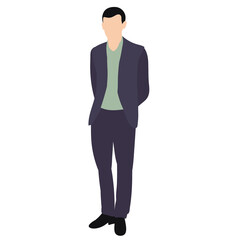 isolated, in flat style man, stands