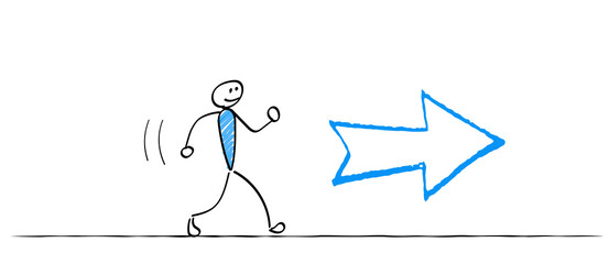 前に進む人と矢印