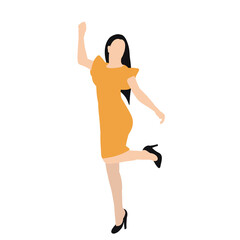 Fototapeta premium flat style, girl jumping, rejoicing