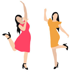  in a flat style girls jumping