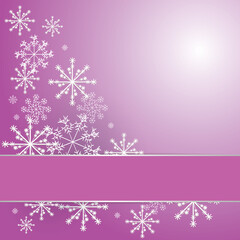 Winter background design of white snowflake with copy space. Snowfall frozen poster. Color jpeg illustration