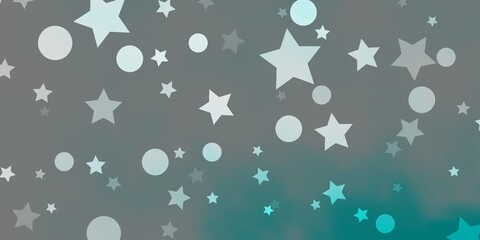 Light BLUE vector backdrop with circles, stars. Abstract design in gradient style with bubbles, stars. Template for business cards, websites.