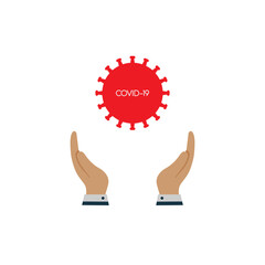 covid-19 in hand. coronavirus concept. vector symbol in flat style
