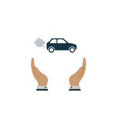 Car in hand icon. vector symbol in flat style on white background