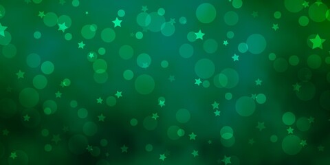 Light Green vector layout with circles, stars. Abstract illustration with colorful spots, stars. Design for textile, fabric, wallpapers.