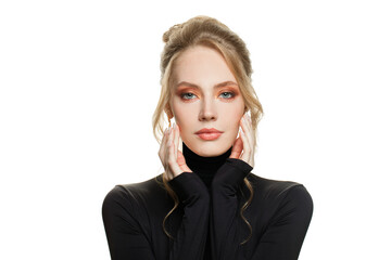 Elegant woman isolated on white background