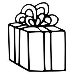 Vector single element. Illustration with a holiday gift box. Hand drawn doodle.