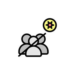 No crowd, coronavirus icon. Simple color with outline vector elements of viral pandemic icons for ui and ux, website or mobile application