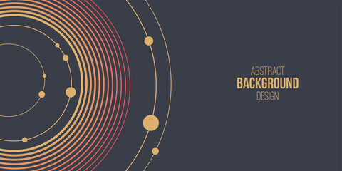 Abstract background, poster, banner. Composition of smooth rounded lines and dots. Abstract solar system. Trendy design. Vector color illustration in flat style. © Andrey