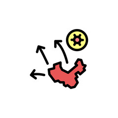 China, arrows, infected, coronavirus icon. Simple color with outline vector elements of viral pandemic icons for ui and ux, website or mobile application