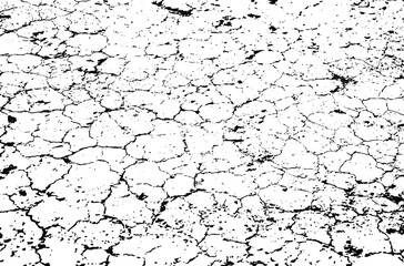 Dry soil texture. Cracks background. Grunge texture. Grunge black and white vector overlay. Grungy grainy surface.