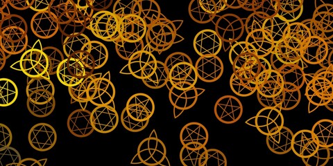 Dark Green, Yellow vector backdrop with mystery symbols.