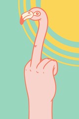 Middle finger flamingo - obrazy, fototapety, plakaty