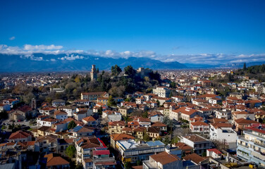 Aerial view of Trikala. a city in northwestern Thessaly, Greece