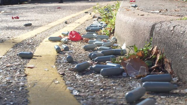Nitrous Oxide Canisters Litter On Floor