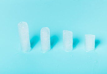 The concept of melting glaciers, a scale for reducing fresh water,