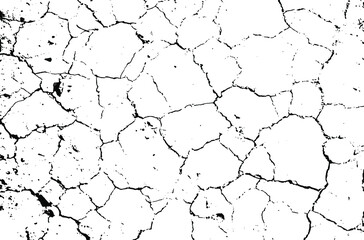 Dry soil texture. Cracks background. Grunge texture. Grunge black and white vector overlay. Grungy grainy surface.