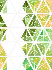 abstract green and yellow geometrical triangle on white background for template, wallpaper, cover, card, texture, banner, label etc. vector design