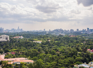 Panorama of the capital with the park of Malaysia Kuala Lumpur.