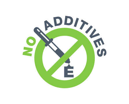 No Additives Sign - Crossed Out Eyedropper With Harmful E Letter Preservatives Liquid Inside - Isolated Vector Icon For Healthy Food And Cosmetics Products Packaging 