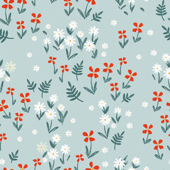 Cute hand drawn ditsy floral seamless pattern, flower background, great for textiles, banners, wallpapers, wrapping - vector design