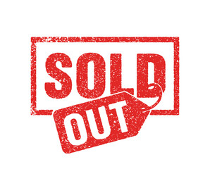 Sold out stamp in rough and grunge decoration - isolated notice for website or shop