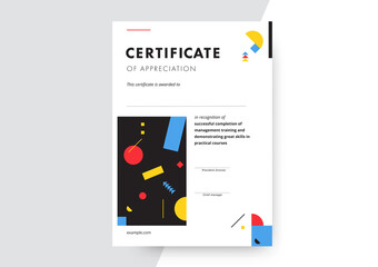 Certificate of appreciation template design. Elegant business diploma layout for training graduation or course completion. Vector background illustration.