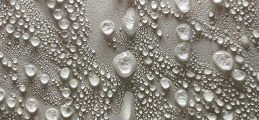Small and large water drops on the freezer wall surface