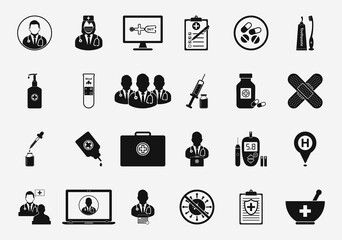 Medical and Pharmacy Icons. Editable Vector EPS Symbol Illustration.