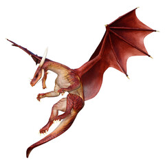 Fototapeta premium 3D Rendering Fairy Tale Dragon on White