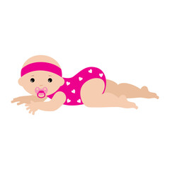 Little baby girl on a white background.