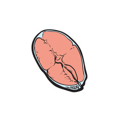 Vector illustration of red fish steak in sketch style.